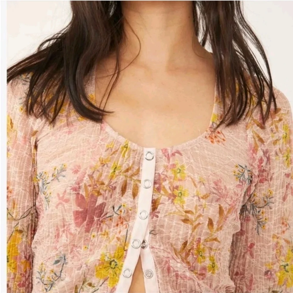 FREE PEOPLE × REVOLVE Angelina Pink Floral Lace Top Blogger Favorite  Medium NWT
